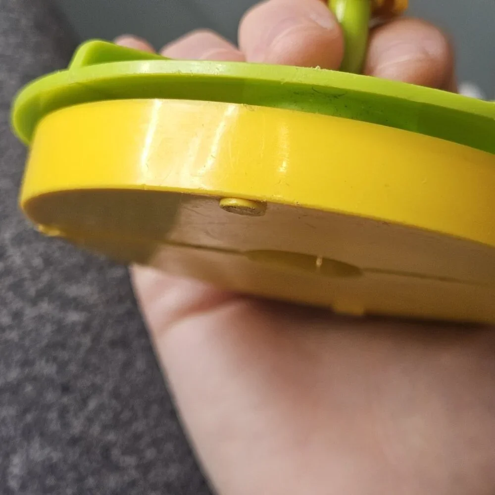 VTG 70s Fisher Price Little People Merry Go Round School Playground Green Yellow